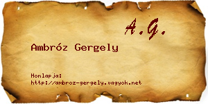 Ambróz Gergely névjegykártya